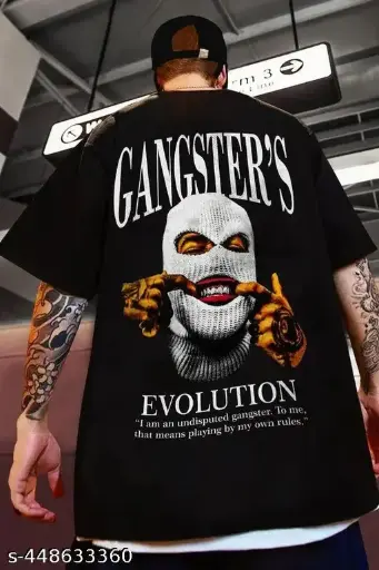 ERAWORLD Men Black Cotton Back Printed Boxy T-shirt